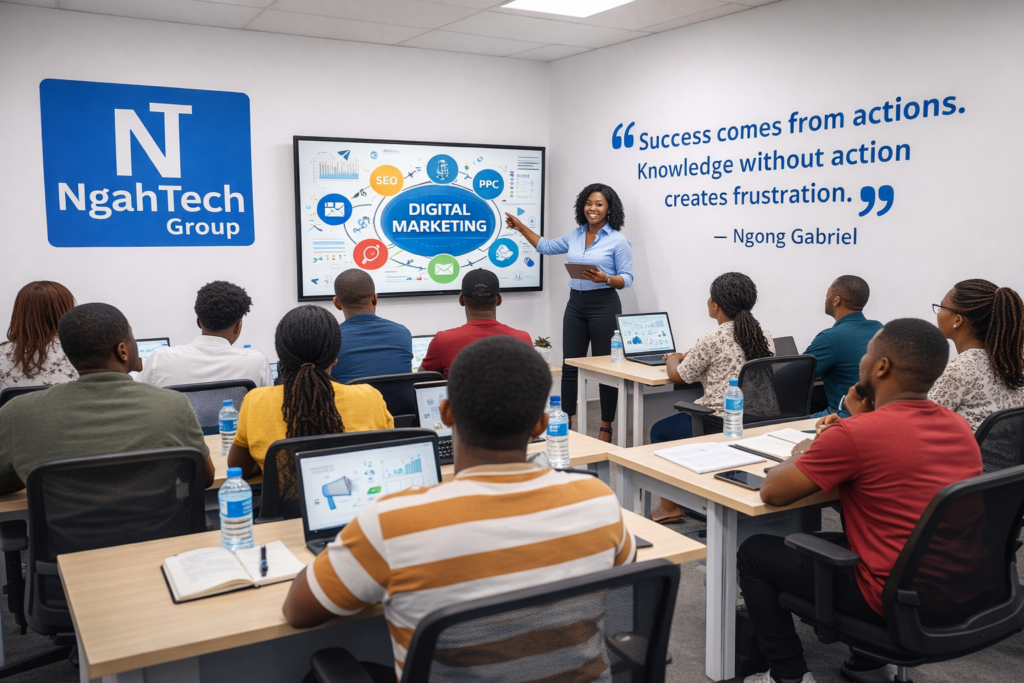 ngahtech digital marketing training simbock, cameroon